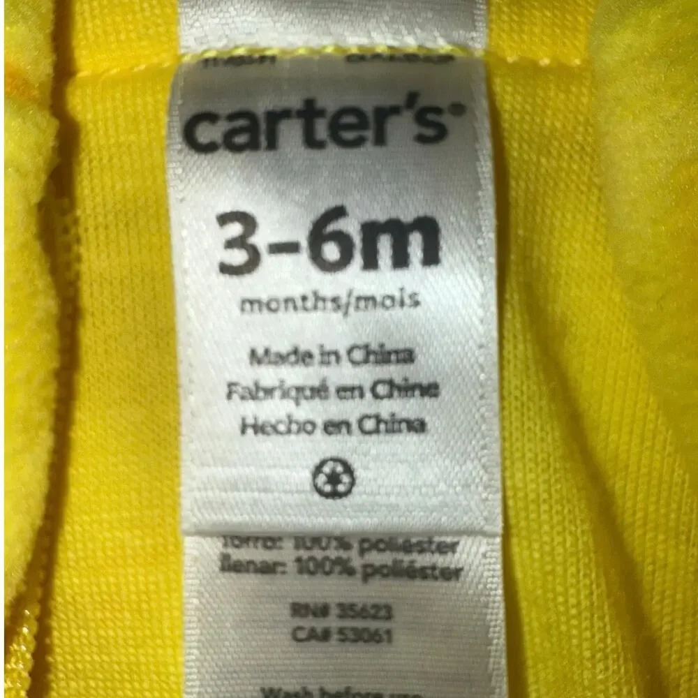 Carter’s Pineapple Costume Size 3-6 Mo Hooded Zip Front Plush + Striped Tights